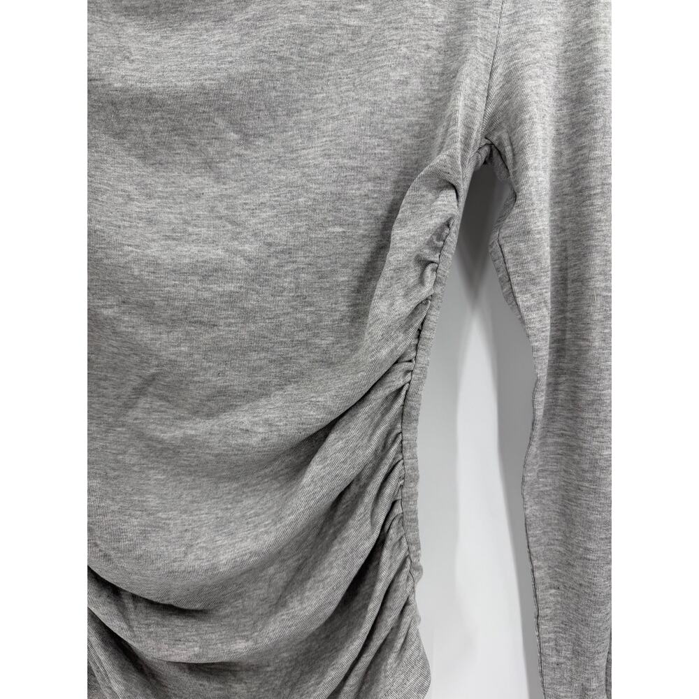 NWT Commense Light Grey Ruched Long Sleeve Top Size S Lettuce Mock Neck - Picture 4 of 8